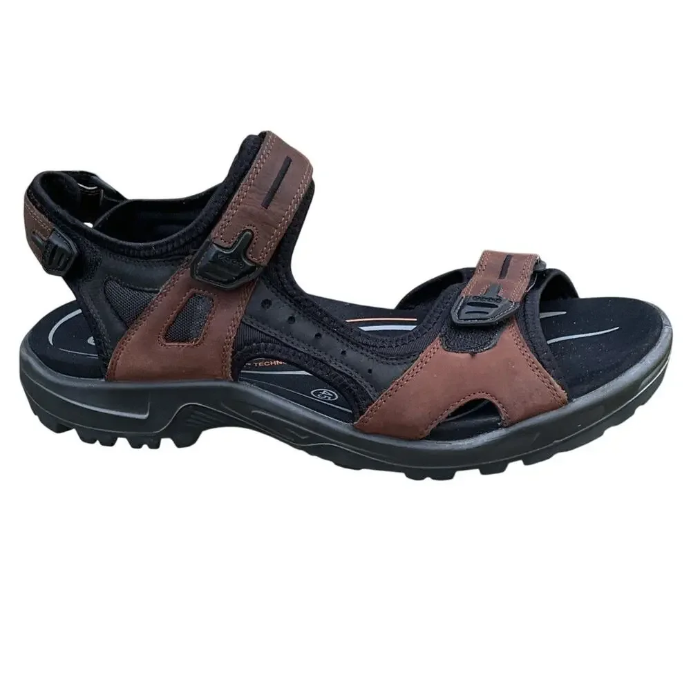 ECCO preceptor Mens Size 11 Outdoor Sandals Brown Leather Adjustable Hiking EU45